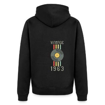 Vintage Record 1963 60th Birthday Gift - Veste à capuche bio Premium Unisexe - noir - Dos - Nico (187cm)