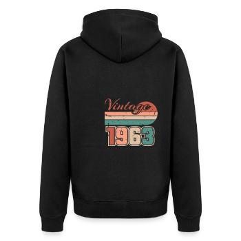 Vintage Retro 1963 60th Birthday Cadeau - Veste à capuche bio Premium Unisexe - noir - Dos - Nico (187cm)