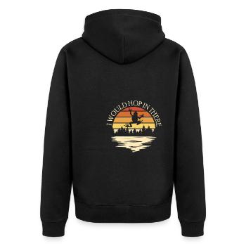 Baumfrosch Vintage Retro Shirt Geschenk - Unisex Premium Bio Zip Hoodie - Schwarz - Hinten - Nico (187cm)