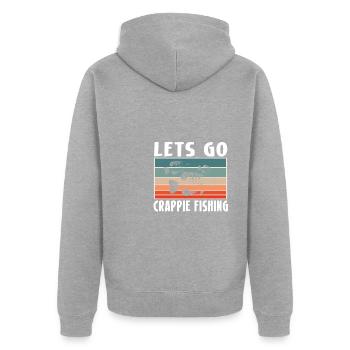 Chemise de pêche Vintage Retro Let ́s Go Crappie - Veste à capuche bio Premium Unisexe - gris chiné - Dos - Nico (187cm)