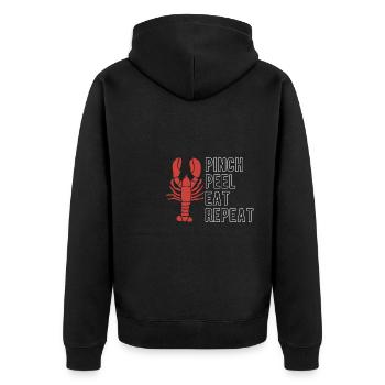 Pinch Peel Eat Repeat Shirt - Unisex Premium Organic Zip Hoodie - black - Back - Nico (187cm)