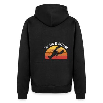 The Tail Is Calling Crawfish Shirt - Unisex Premium Bio Zip Hoodie - Schwarz - Hinten - Nico (187cm)