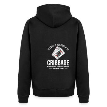 Cribbage Player Spieler Shirt Geschenk - Unisex Premium Bio Zip Hoodie - Schwarz - Hinten - Nico (187cm)