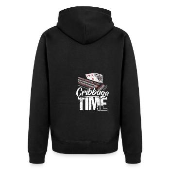Cribbage Time Shirt Geschenk - Unisex Premium Bio Zip Hoodie - Schwarz - Hinten - Nico (187cm)