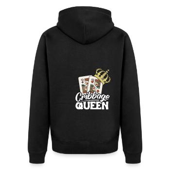 Cribbage Queen Shirt Geschenk - Unisex Premium Bio Zip Hoodie - Schwarz - Hinten - Nico (187cm)