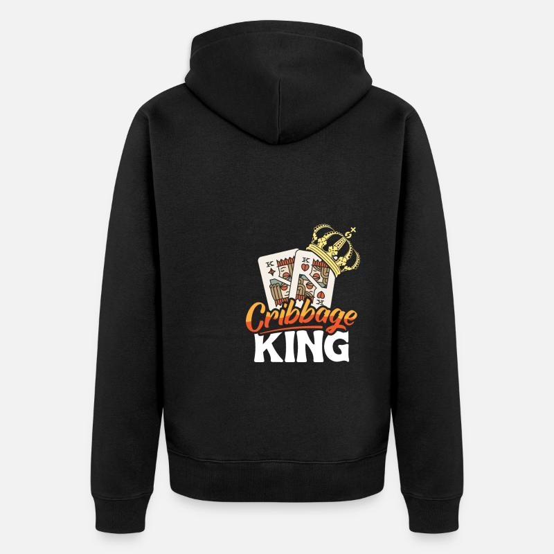 Cribbage King Shirt Geschenk - Unisex Premium Bio Zip Hoodie - Schwarz