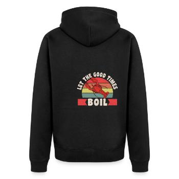 Let The Good Times Boil Crawfish Shirt - Unisex Premium Organic Zip Hoodie - black - Back - Nico (187cm)