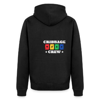Cribbage Crew Shirt Geschenk - Unisex Premium Bio Zip Hoodie - Schwarz - Hinten - Nico (187cm)