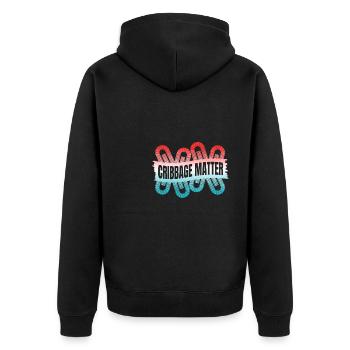 Cribbage Matter Shirt Geschenk - Unisex Premium Bio Zip Hoodie - Schwarz - Hinten - Nico (187cm)