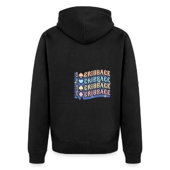 I Love Cribbage Shirt Gift - Unisex Premium Organic Zip Hoodie - black - Back - Nico (187cm)