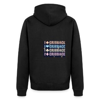 J’aime le cadeau de chemise de cribbage - Veste à capuche bio Premium Unisexe - noir - Dos - Nico (187cm)