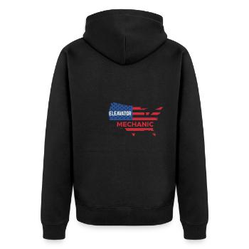 USA Flag America Flag Elevator Mechanic - Unisex Premium Organic Zip Hoodie - black - Back - Nico (187cm)
