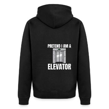 Pretend I Am A Elevator Shirt - Unisex Premium Bio Zip Hoodie - Schwarz - Hinten - Nico (187cm)