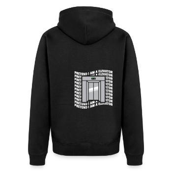 Pretend I Am A Elevator Shirt - Unisex Premium Bio Zip Hoodie - Schwarz - Hinten - Nico (187cm)