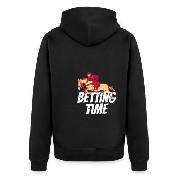Betting Time Horse Racing Shirt Geschenk - Unisex Premium Bio Zip Hoodie - Schwarz - Hinten - Nico (187cm)