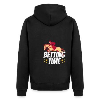 Betting Time Horse Racing Shirt Geschenk - Unisex Premium Bio Zip Hoodie - Schwarz - Hinten - Nico (187cm)