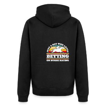 Juste un garçon qui aime parier sur les courses de chevaux - Veste à capuche bio Premium Unisexe - noir - Dos - Nico (187cm)
