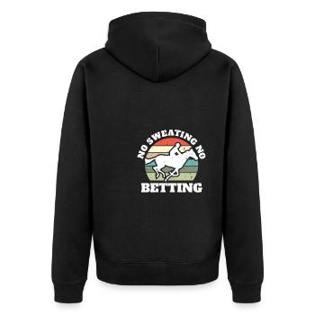 No Sweating No Betting Shirt Geschenk - Unisex Premium Bio Zip Hoodie - Schwarz - Hinten - Nico (187cm)