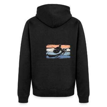 Vintage Retro Kajak Shirt Geschenk - Unisex Premium Bio Zip Hoodie - Schwarz - Hinten - Nico (187cm)