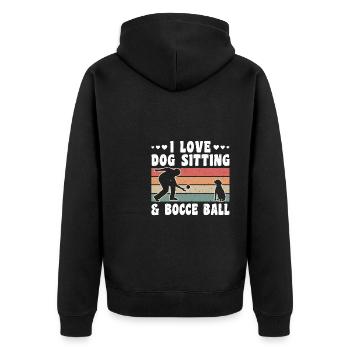 J’aime le chien assis et la pétanque Dog Sitter Dog - Veste à capuche bio Premium Unisexe - noir - Dos - Nico (187cm)