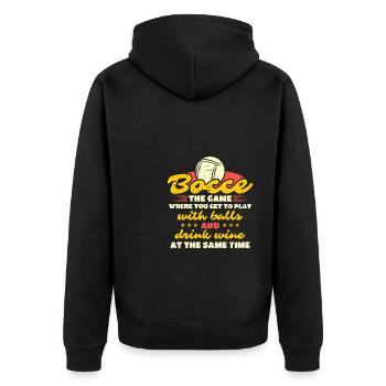 Bocce Ball Spieler Shirt Geschenk - Unisex Premium Bio Zip Hoodie - Schwarz - Hinten - Nico (187cm)