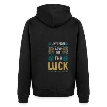 St. Patricks Day Bibliothekarin Bibliothek - Unisex Premium Bio Zip Hoodie - Schwarz - Hinten - Nico (187cm)