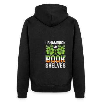 St. Patricks Day Bibliothekarin Bibliothek - Unisex Premium Bio Zip Hoodie - Schwarz - Hinten - Nico (187cm)