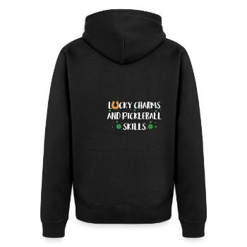 T-shirt de la Saint-Patrick Pickleball Joueur - Veste à capuche bio Premium Unisexe - noir - Dos - Nico (187cm)