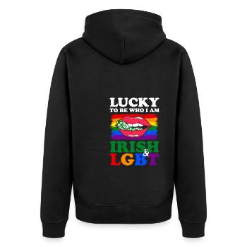T-shirt LGBT de la Saint-Patrick - Veste à capuche bio Premium Unisexe - noir - Dos - Nico (187cm)