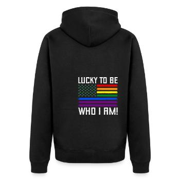 T-shirt LGBT de la Saint-Patrick - Veste à capuche bio Premium Unisexe - noir - Dos - Nico (187cm)