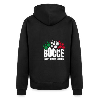Bocce Every Throw Counts Shirt Geschenk - Unisex Premium Bio Zip Hoodie - Schwarz - Hinten - Nico (187cm)