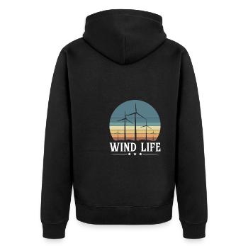 Wind Life Shirt Gift Wind Turbines - Unisex Premium Organic Zip Hoodie - black - Back - Nico (187cm)