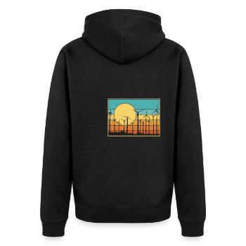 Vintage Retro Pinwheel Wind Energy Shirt Gift - Unisex Premium Organic Zip Hoodie - black - Back - Nico (187cm)