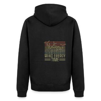 Vintage Retro Wind Energy Time Shirt Geschenk - Unisex Premium Bio Zip Hoodie - Schwarz - Hinten - Nico (187cm)