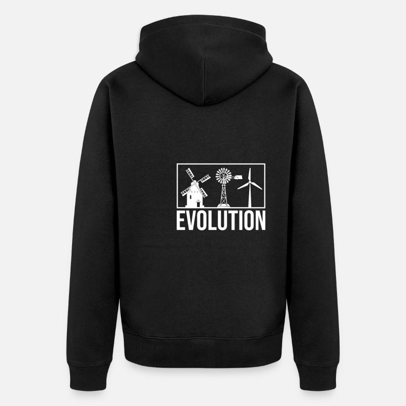 Evolution Windmühle Windrad Energie Shirt - Unisex Premium Bio Zip Hoodie - Schwarz