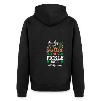 Joueur de pickleball Cadeau de chandail de la Saint-Patrick - Veste à capuche bio Premium Unisexe - noir - Dos - Nico (187cm)