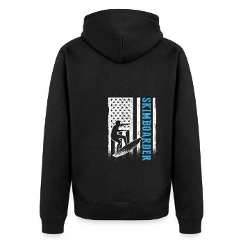 USA Flag America Flag Skimboard Shirt - Unisex Premium Organic Zip Hoodie - black - Back - Nico (187cm)