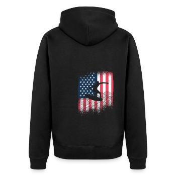 USA Flag America Flag Skimboard Shirt - Unisex Premium Organic Zip Hoodie - black - Back - Nico (187cm)