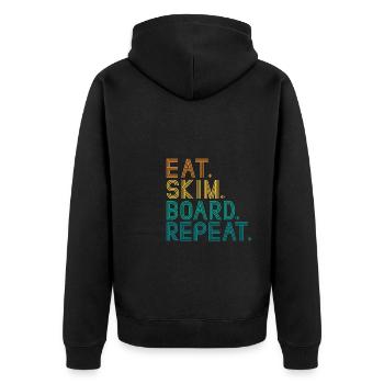 Eat Skim Board Repeat - Unisex Premium Organic Zip Hoodie - black - Back - Nico (187cm)