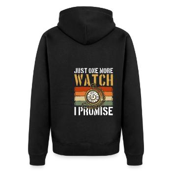 Just One More Watch I Promise - Unisex Premium Bio Zip Hoodie - Schwarz - Hinten - Nico (187cm)