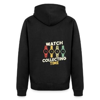 Watch Collecting Time Shirt Geschenk - Unisex Premium Bio Zip Hoodie - Schwarz - Hinten - Nico (187cm)