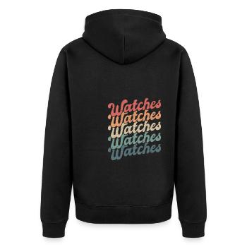 Vintage Retro Watches Uhren - Unisex Premium Bio Zip Hoodie - Schwarz - Hinten - Nico (187cm)