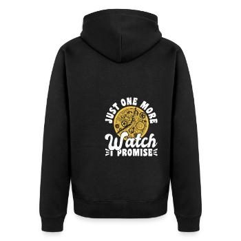 Just One More Watch I Promise - Unisex Premium Bio Zip Hoodie - Schwarz - Hinten - Nico (187cm)