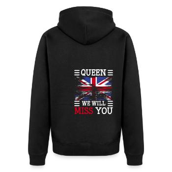 Queen We Will Miss You Shirt Gift - Unisex Premium Organic Zip Hoodie - black - Back - Nico (187cm)