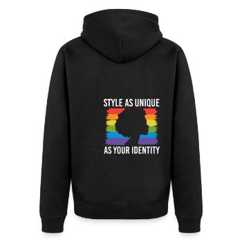 Cadeau de chemise LGBTQ+ Mois LGBT - Veste à capuche bio Premium Unisexe - noir - Dos - Nico (187cm)
