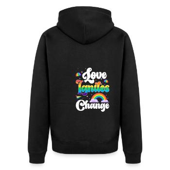Cadeau de chemise LGBTQ+ Mois LGBT - Veste à capuche bio Premium Unisexe - noir - Dos - Nico (187cm)