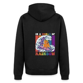 Cadeau de chemise LGBTQ+ Mois LGBT - Veste à capuche bio Premium Unisexe - noir - Dos - Nico (187cm)