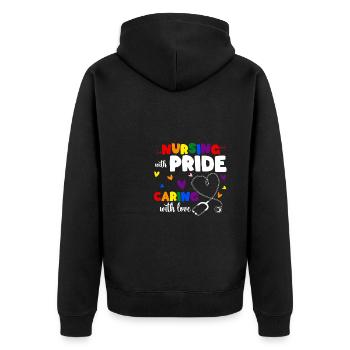 Cadeau de chemise LGBTQ+ Mois LGBT - Veste à capuche bio Premium Unisexe - noir - Dos - Nico (187cm)