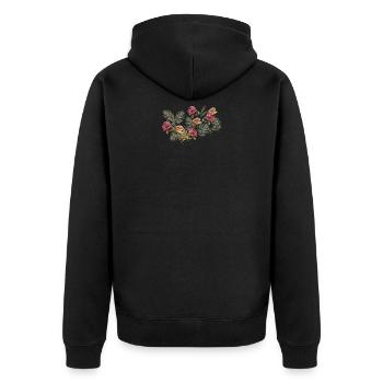 Flowers Floral Pattern Elegant Rose Leaves - Unisex Premium Organic Zip Hoodie - black - Back - Nico (187cm)