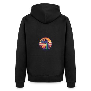 Dinosaur brontosaurus summer - Unisex Premium Organic Zip Hoodie - black - Back - Nico (187cm)